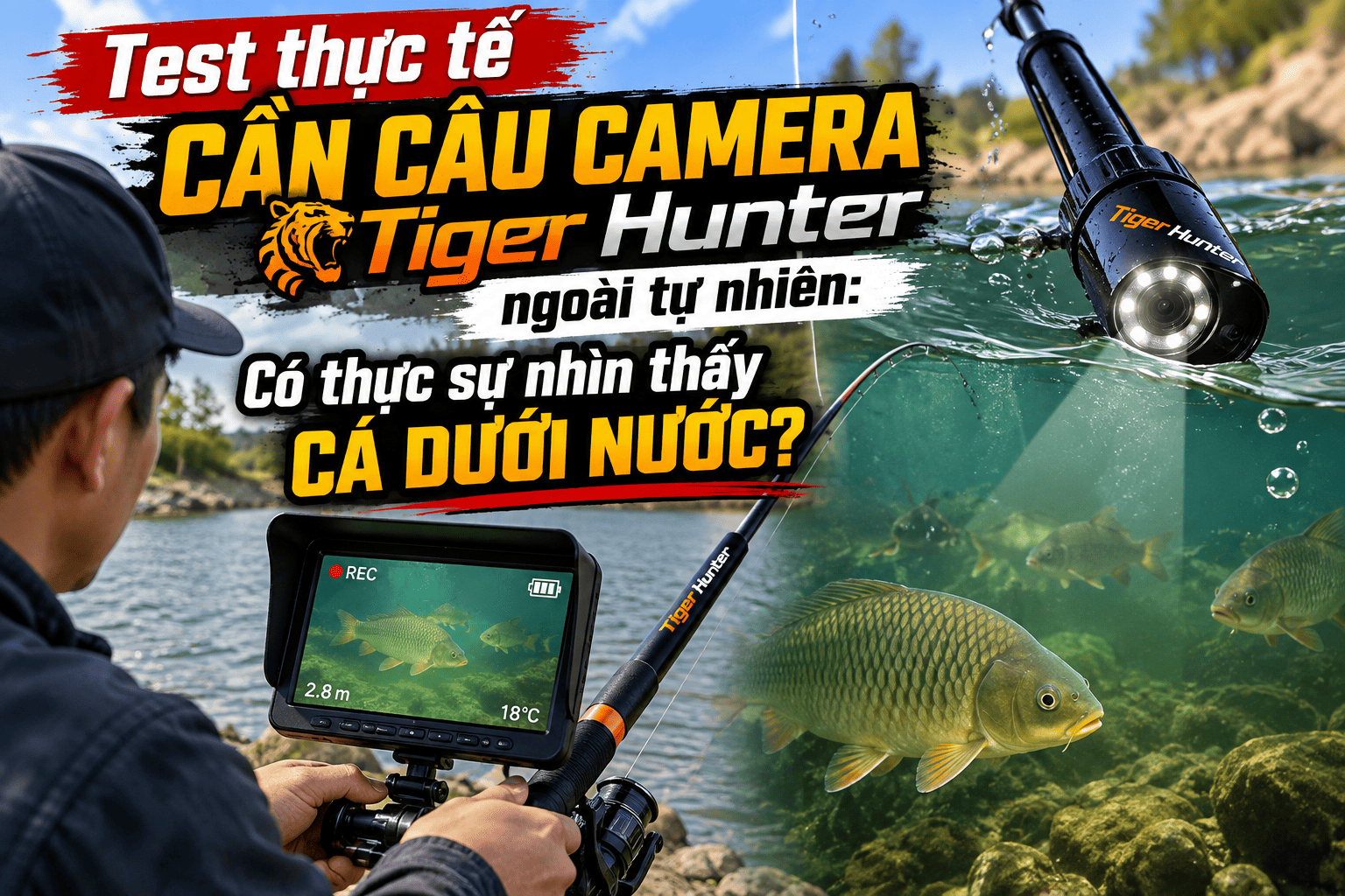 Test Cần Câu Camera Tiger Hunter Thực Tế Ngoài Tự Nhiên: Có Thấy Cá Không?